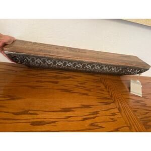 Belle Maison Decirative shelf Bronze tone metal with rustic wood top